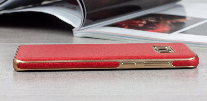 Housse Samsung Galaxy S8 Olixar Makamae Simili Cuir - Rouge vue sur touches
