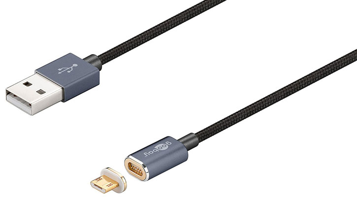 Câble Micro USB Goobay charge sync Magnétique - Noir / Argent
