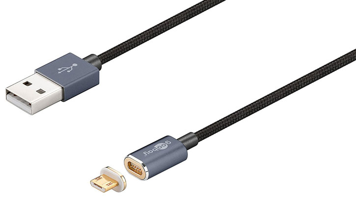 Goobay Micro USB Magnetisk laddnings - och synk kabel - Svart / Silver