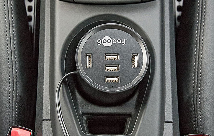 Goobay Power Cup 5x USB 10A Cup Holder Car Charger - Black