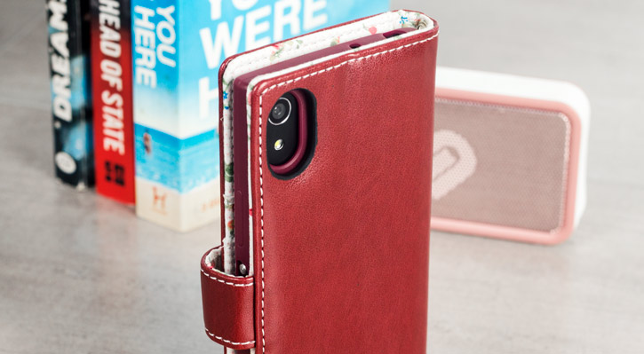 Olixar Leather-Style Sony Xperia XA1 Wallet Case - Floral Red