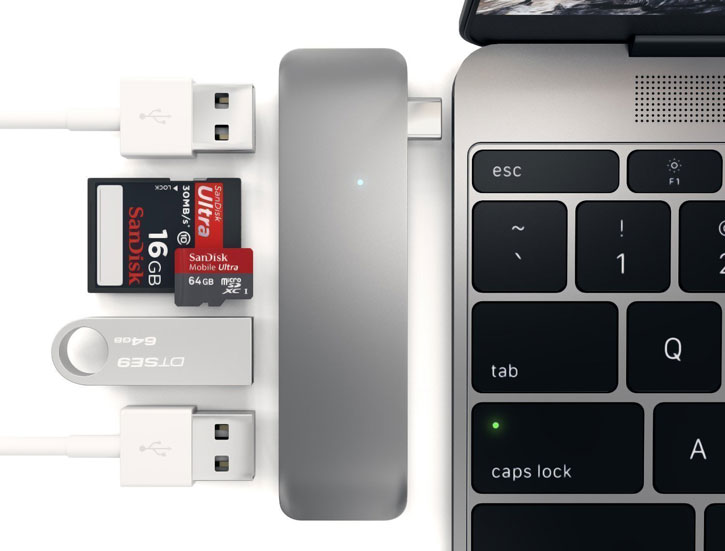 Satechi USB-C Adapter & Hub med 3x USB Laddningsportar - Rymdgrå