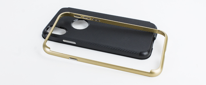 Olixar X-Duo iPhone X Case - Carbon Fibre Gold