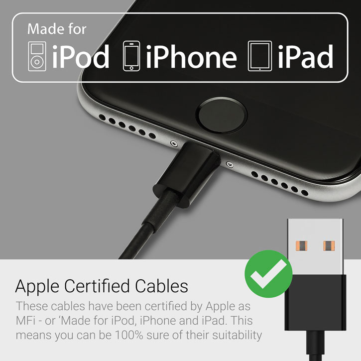Apple Certified MFi Charge & Sync Lightning USB Charge Cable - Black