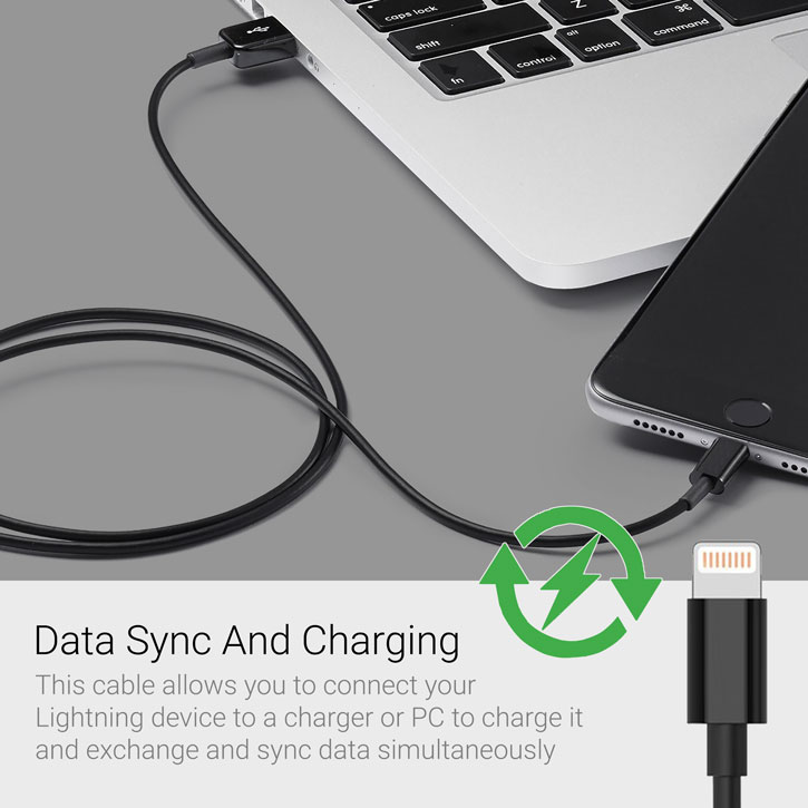 Apple Certified MFi Charge & Sync Lightning USB Charge Cable - Black