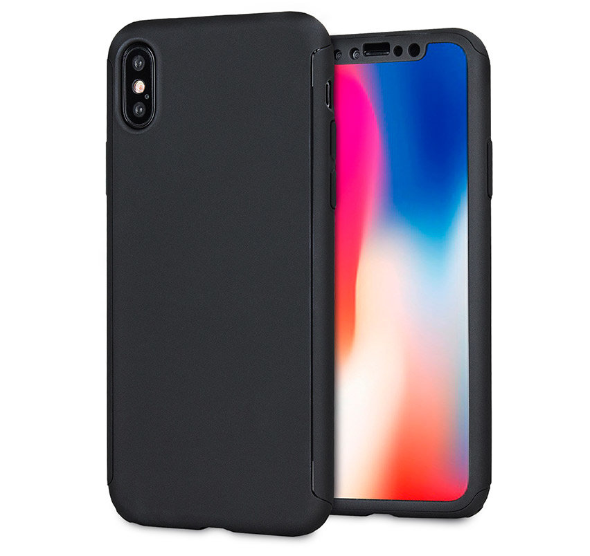 Olixar XTrio Full Cover iPhone X Case & Screen Protector - Black