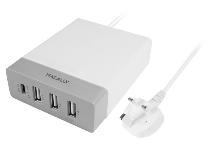 Macally 72W 4 Port USB-C / USB-A Wall Charger - UK Mains