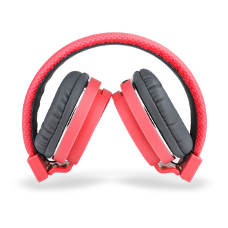 Bitmore Classic Over Ear Folding Headphones with Mic and Remote - Red