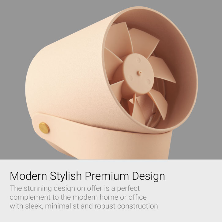 Oroshi Smart Quiet USB Powered Premium Desk Fan - Peach