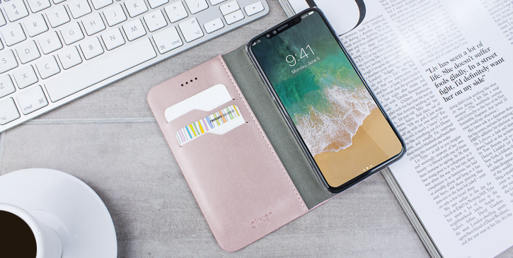 Olixar Leather-Style iPhone 8 Wallet Stand Case - Rose Gold