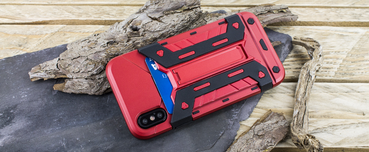 Olixar X-Trex iPhone 8 Rugged Card Kickstand Case - Red