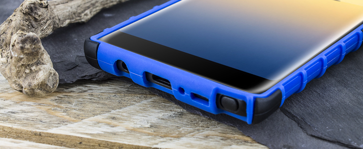 Coque Samsung Galaxy Note 8 Olixar ArmourDillo protectrice – Bleue vue sur ports
