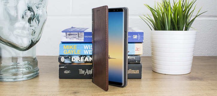 Olixar X-Tome Leather-Style Samsung Galaxy Note 8 Book Case - Brown