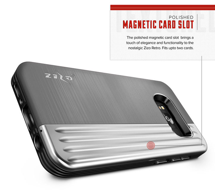 Zizo Retro Samsung Galaxy S8 Plus Brieftaschen Stand Hülle - Silber