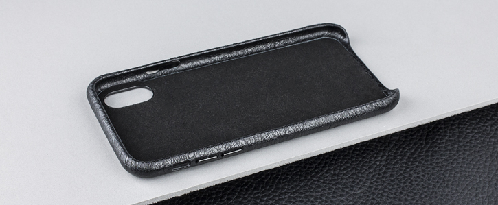 Coque iPhone X Olixar Ostrich Premium en cuir véritable – Noire