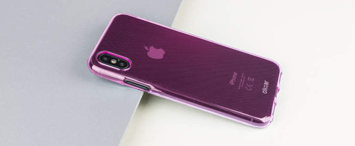 Coque iPhone X FlexiShield en gel – Rose vue sur appareil photo