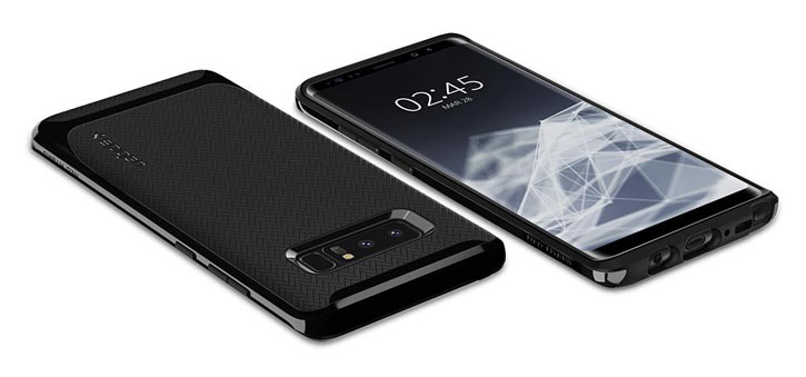 Coque Samsung Galaxy Note 8 Spigen Neo Hybrid Crystal –Noire brillante vue sur appareil photo