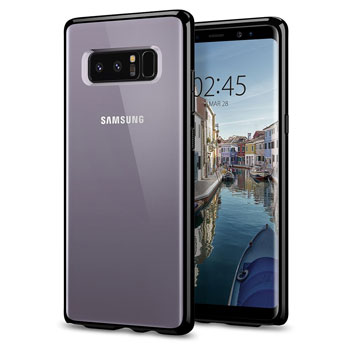 Coque Samsung Galaxy Note 8 Spigen Ultra Hybrid effet bumper – Noire vue sur appareil photo
