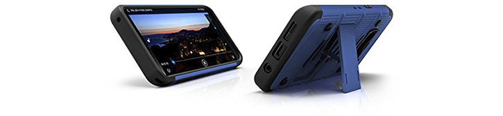 Coque Galaxy Note 8 Zizo Bolt robuste avec clip ceinture – Bleue vue sur ports