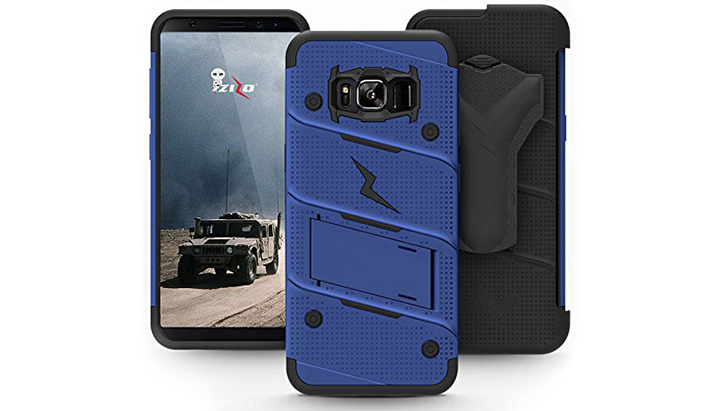 Coque Galaxy Note 8 Zizo Bolt robuste avec clip ceinture – Bleue vue sur appareil photo