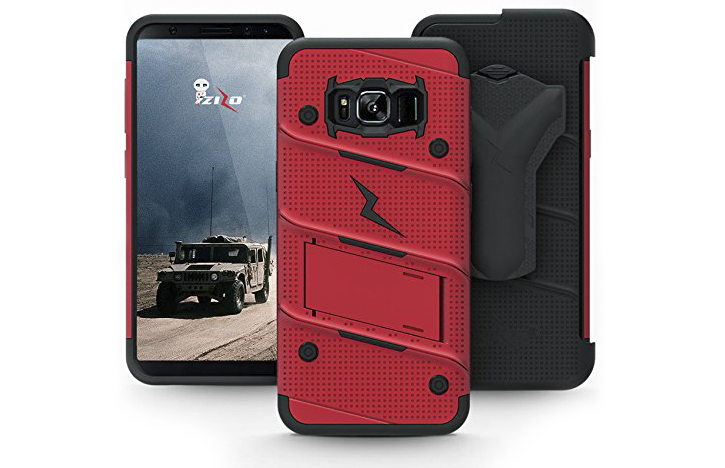 Coque Galaxy Note 8 Zizo Bolt robuste avec clip ceinture – Rouge vue sur appareil photo
