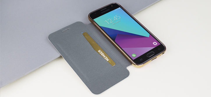 KSIX Samsung Galaxy J3 2017 Metallic Wallet Folio Case - Gold