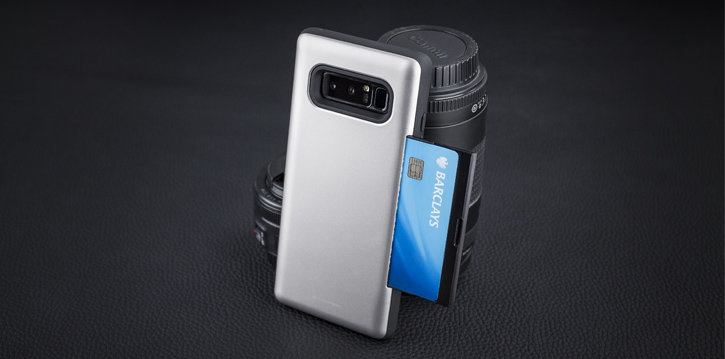 Mercury Happy Bumper Samsung Galaxy Note 8 Card Case - Silver / Black