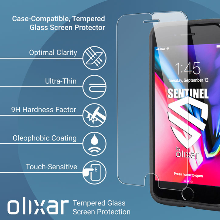 Olixar Sentinel iPhone 8 Case and Glass Screen Protector