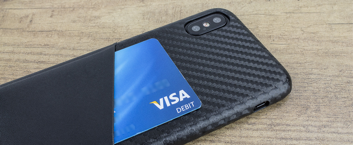 Olixar iPhone X Carbon Fibre Card Pouch Case - Black