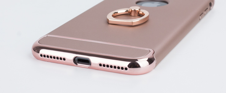 Coque iPhone 8 Plus / 7 Plus Olixar X-Ring – Or Rose vue sur port