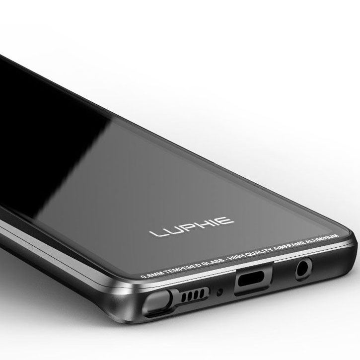 Luphie Tempered Glass & Metal Samsung Galaxy Note 8 Bumper Skal- Svart