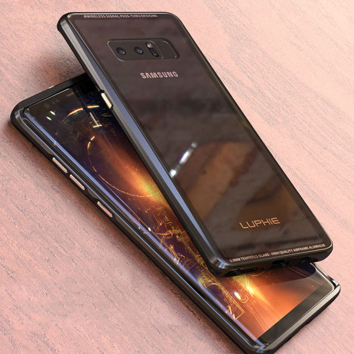 Funda Galaxy Note 8 Luphie Tempered Glass and Metal - Negra
