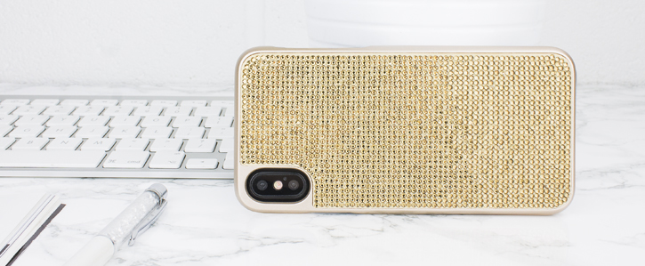 Funda iPhone XS LoveCases Luxury Crystal - Oro