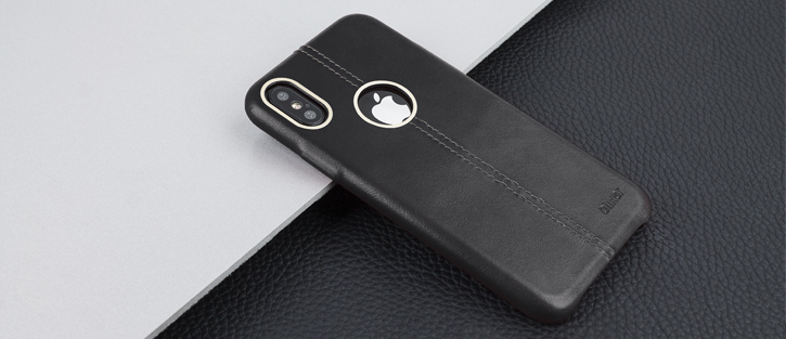 Olixar Premium Genuine Leather iPhone X Case - Black