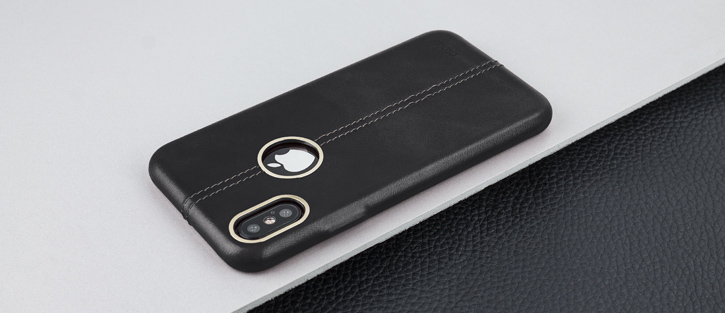 Olixar Premium Genuine Leather iPhone X Case - Black