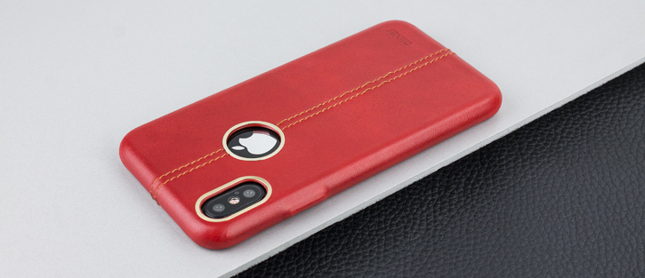 Olixar Premium Genuine Leather iPhone X Case - Red