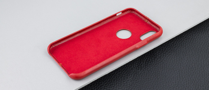 Olixar Premium Genuine Leather iPhone X Case - Red