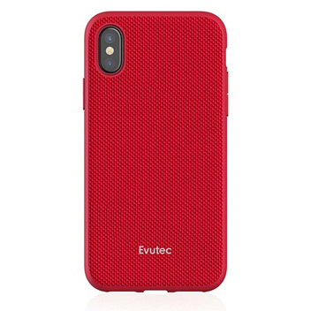 Coque iPhone X Evutec AERGO Ballistic Nylon avec support - Rouge vue sur appareil photo