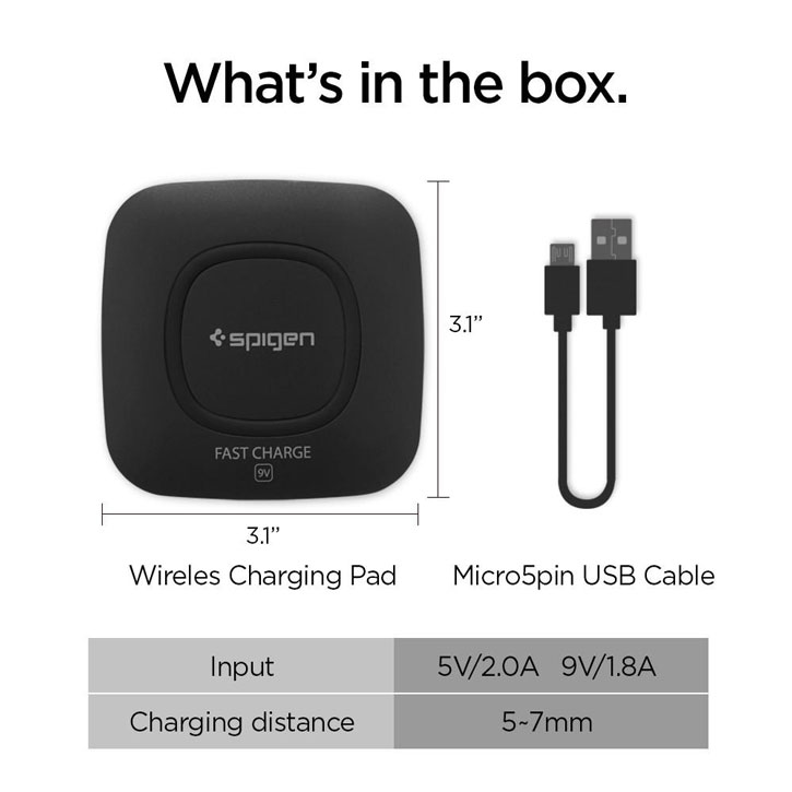 Chargeur sans fil Universel Spigen Essential F301W Ultra Fin et rapide