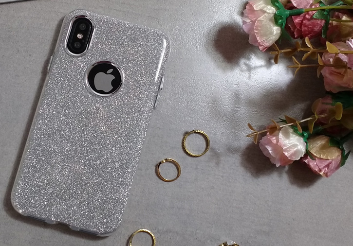 Coque iPhone X LoveCases Glitter - Argent