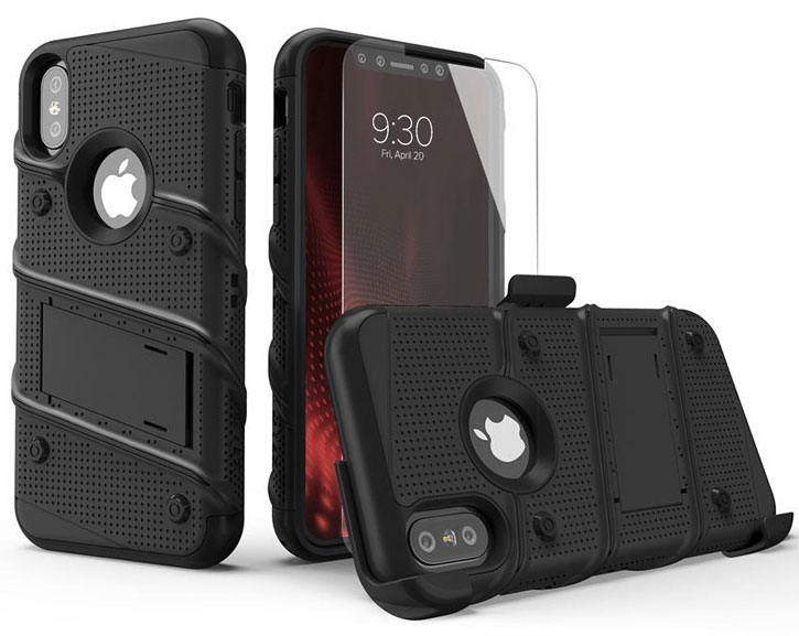 Zizo Bolt Series iPhone X Tough Case & Belt Clip - Black / Black