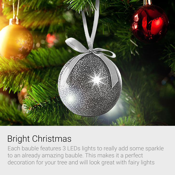 Gold Recordable Message Christmas LED Glitter Bauble