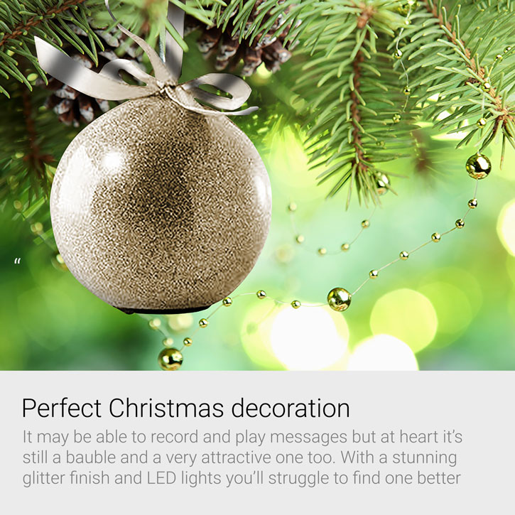 Gold Recordable Message Christmas LED Glitter Bauble