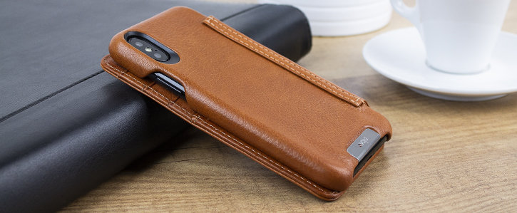 Vaja Wallet Agenda iPhone X Premium Leather Case - Tan