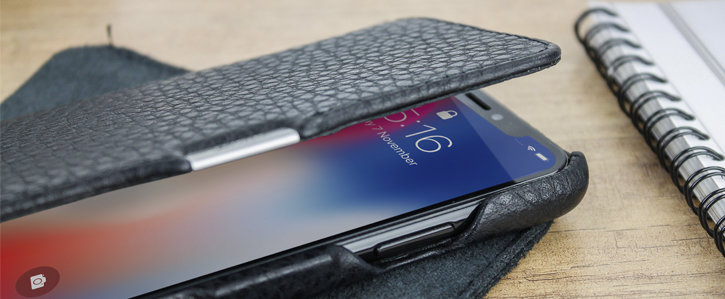 Housse iPhone XS Vaja Agenda MG en cuir supérieur – Noir