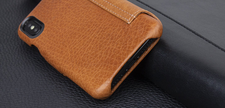 Vaja Agenda MG iPhone X Premium Leather Flip Case - Tan