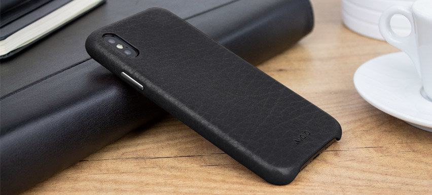 Vaja Grip Slim iPhone XS Premium Leather Case - Black