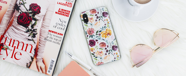Coque iPhone X LoveCases Floral Art - Blanche vue sur appareil photo