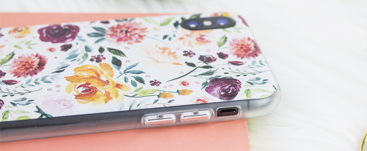 Coque iPhone X LoveCases Floral Art - Blanche vue sur touches
