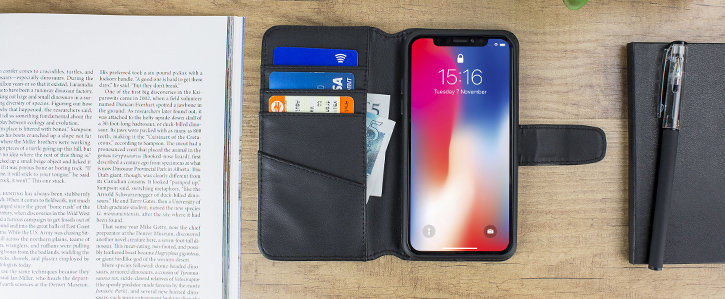 iPhone X Genuine Leather Wallet Case - Black